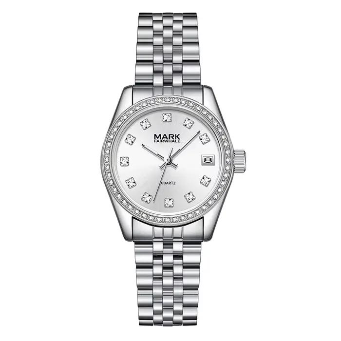 Montre pour femme Mark Fairwhale avec calendrier, bracelet en acier inoxydable, mouvement à quartz -