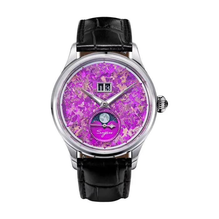 Montre automatique pour homme, phase de lune, mouvement ST2528, étanche, mécanique, cadran en titane