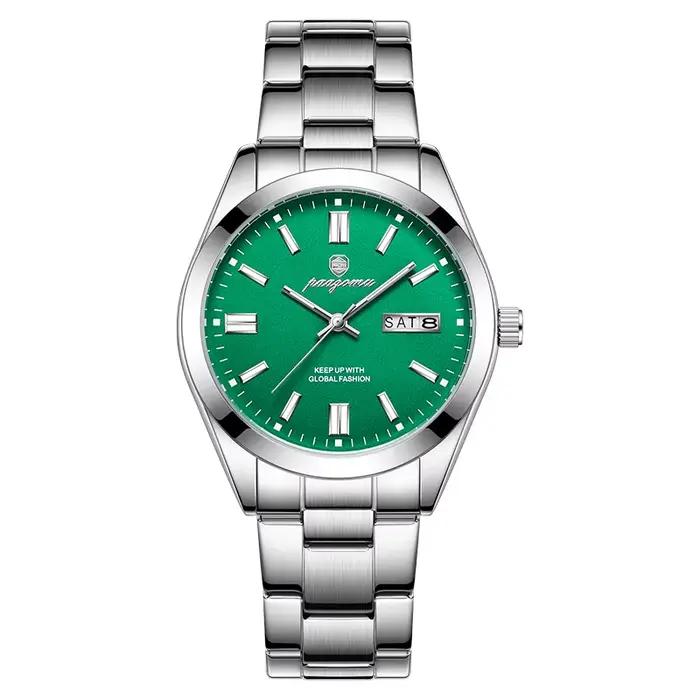 Paazomu Montre Homme Analogique à Quartz Bracelet Acier Inoxydable Étanche Lumineuse Simple Business