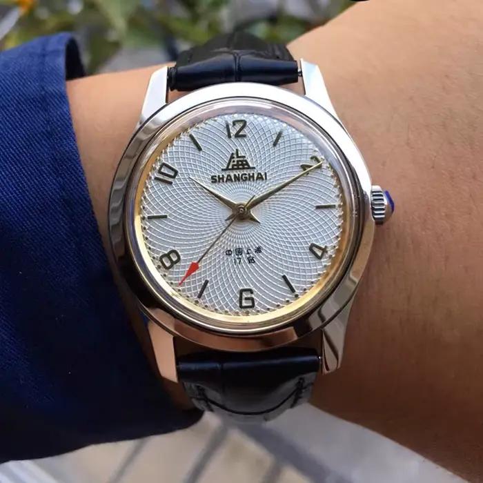 Vintage Shanghai montres hommes 36mm main vent mécanique montres rétro chinois Antique A581 remontag