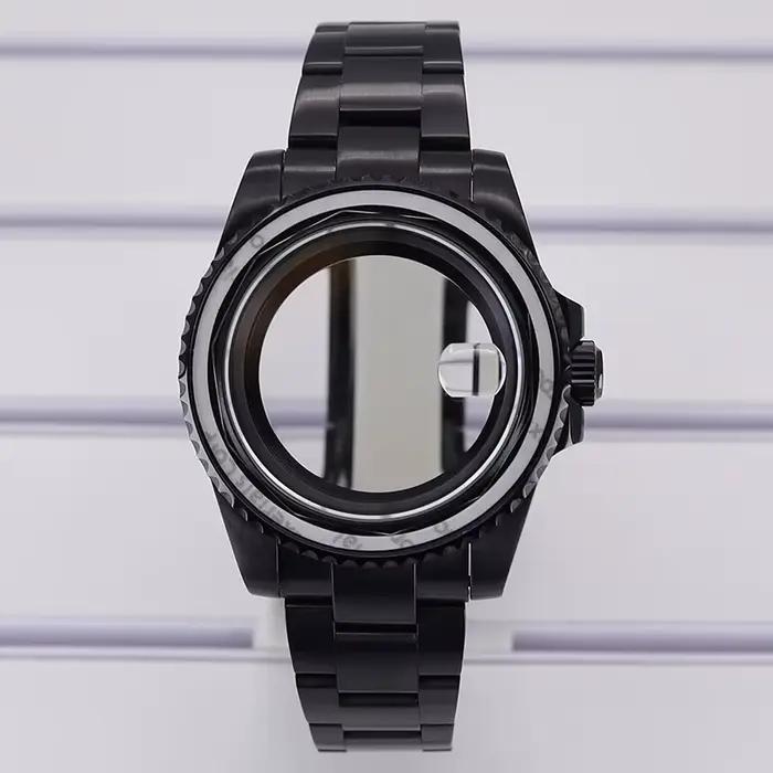 Boîtier de montre noir pour homme, 40mm, 20mm, bracelet en acier inoxydable pour SeATM Nh35 Nh34 Nh3