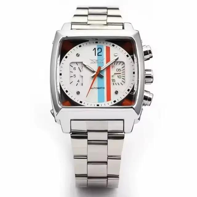 JARAGAR 569 rétro cadran carré Unique hommes automatique montre mécanique calendrier semaine bracele