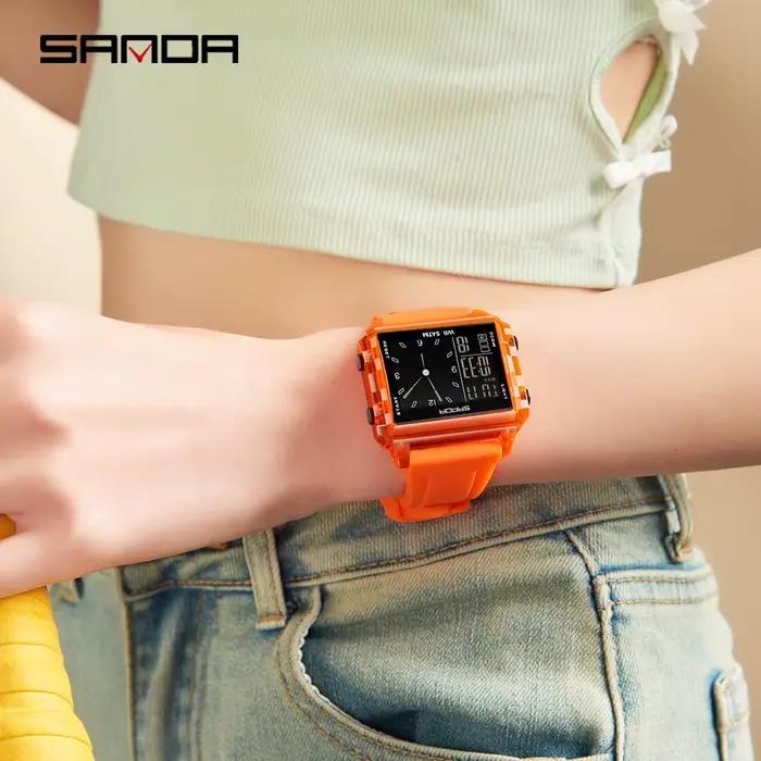 Mode SADNA nouveau 6273 montre électronique pour femme multifonctionnel sport LED étanche synchronis