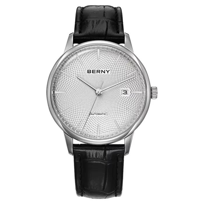 Montres de luxe BERNY pour hommes, montre automatique classique en or pour hommes, verre bombé, date
