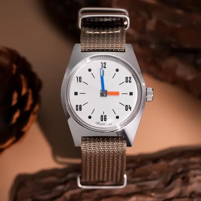 Montre mécanique pour homme 7120 - 36 mm, remontage manuel, design minimaliste Bauhaus, étanche, mon