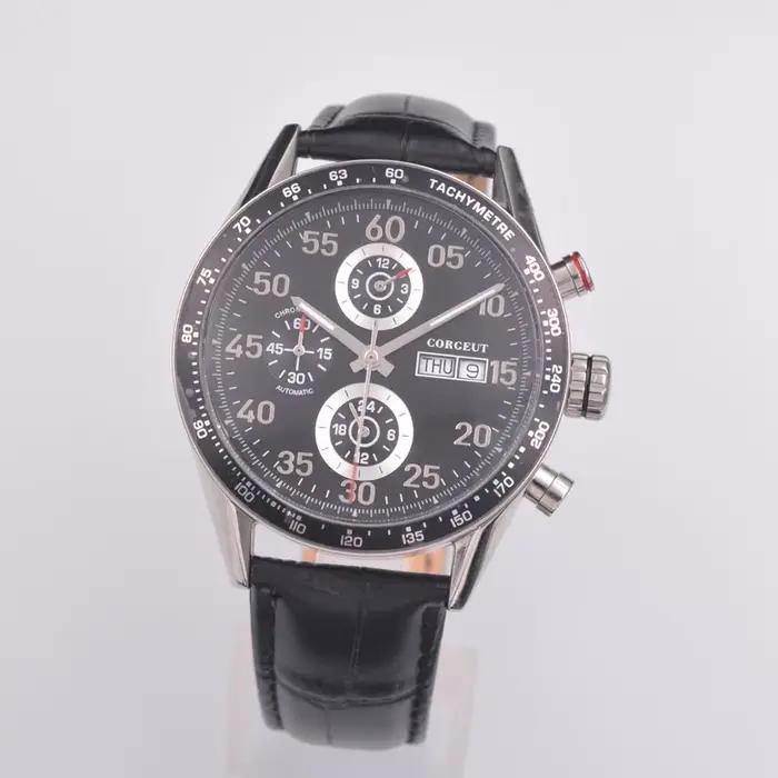 Montre mécanique automatique en cuir pour homme, marque de luxe, 24 heures, semaine et date, style m