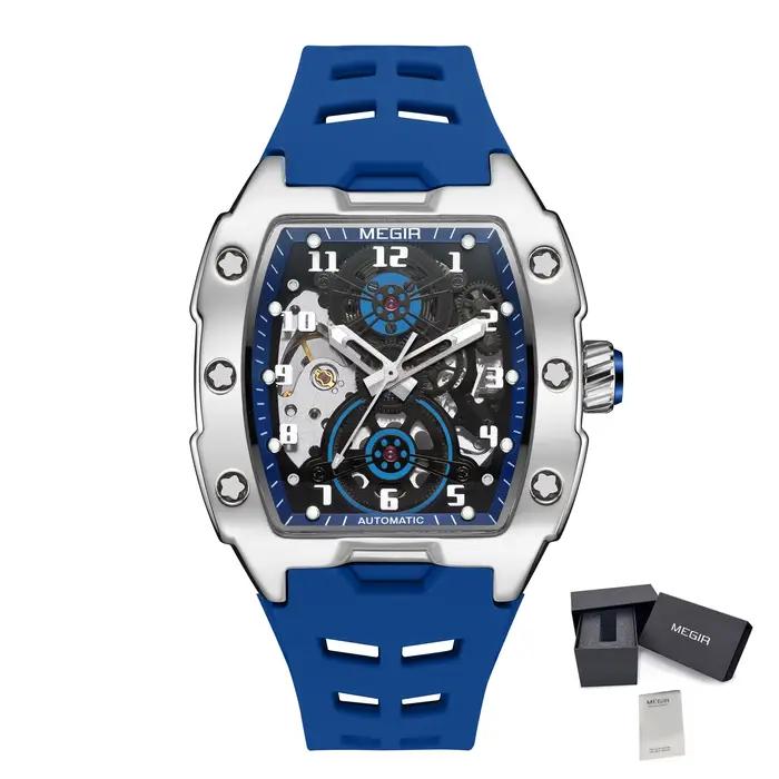 MEGIR nouveaux hommes montres marque de luxe automatique mécanique montre Silicone sport montre-brac