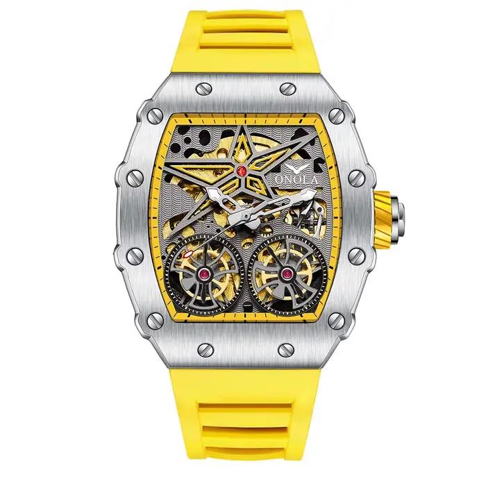 ONOLA montre pour hommes Double Tourbillon évider étanche lumineux entièrement automatique mécanique
