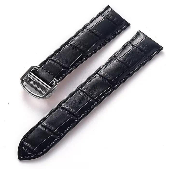 Remplacement Cartier Tank London Solo Key bracelet en cuir fermoir pliable rouge bleu gris vert marr
