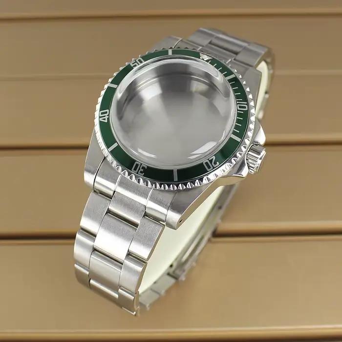 Boîtier de montre de plongée argenté de 38mm, bracelet en acier inoxydable brossé pour Seiko NH35 NH