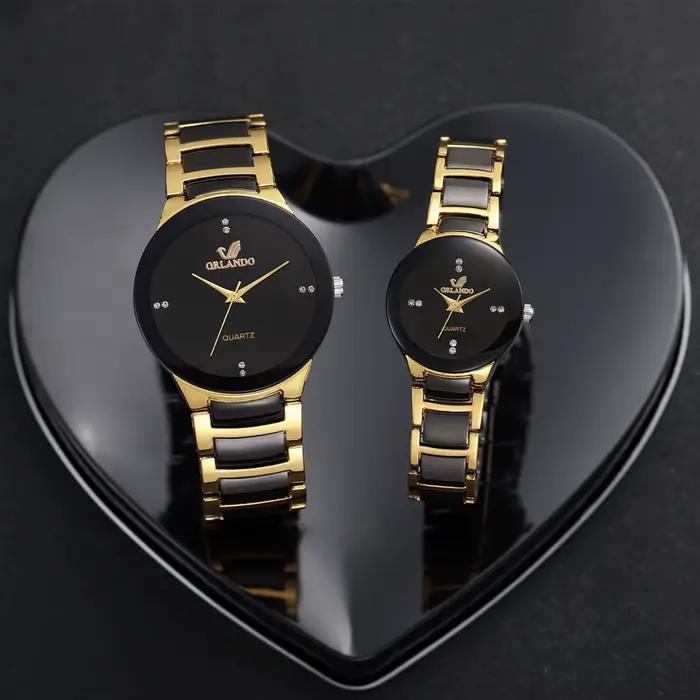 Montre à quartz en acier inoxydable pour hommes et femmes, montres-bracelets d'affaires, mode couple