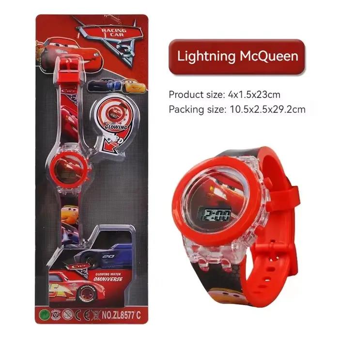 Dessin animé Disney Lightning McQueen montre lumineuse montre électronique pour enfants montre à qua