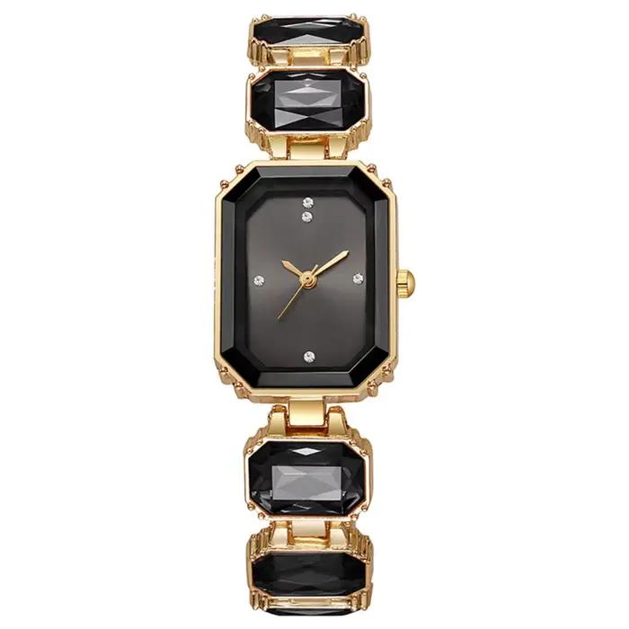 Montres en quartz avec strass, bracelet serti de diamants, bracelet réglable, montre carrée, décorat