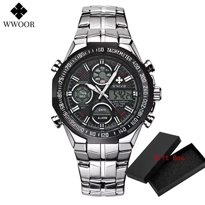 Wwoor Top marque analogique hommes 50 m étanche chronographe Sport militaire mâle horloge homme lumi