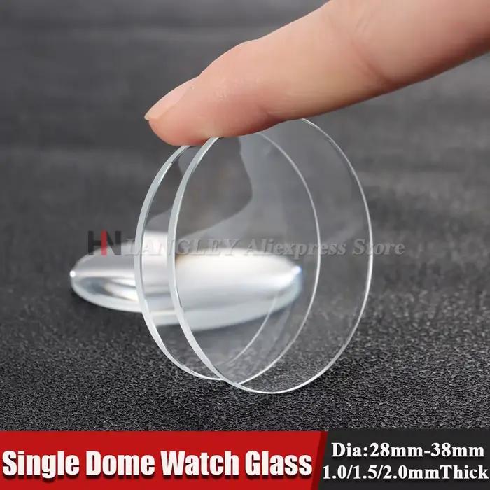 Verre de montre à dôme unique, épaisseur 1.0/1.5/2.0mm, diamètre 28mm- 38mm, pièces de rechange rond