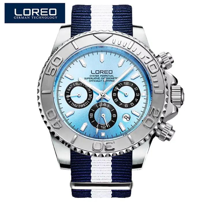 LOREO – montre mécanique automatique pour hommes, étanche à 200m, en acier, Date lumineuse, de luxe,