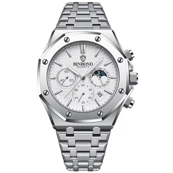 BINBONG-Montre à quartz de luxe étanche pour homme, montre-bracelet chronographe, bracelet en acier 