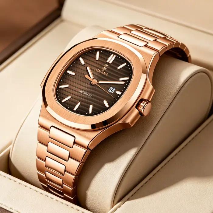 AIMANA – montre mécanique automatique Nautilus de luxe pour hommes, bracelet en acier inoxydable or 