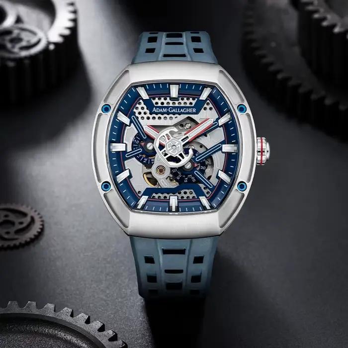 Montre mécanique automatique WM pour hommes, série GLASS, en verre saphir, résistante à l'eau, AG007