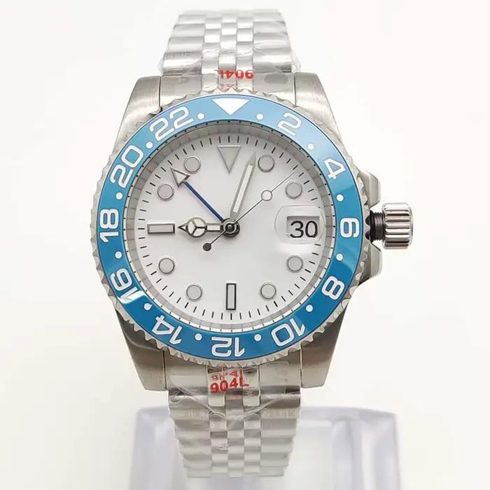 Parnsrpe 2026 Nouvelle Montre Mécanique Automatique MingZhu 3804 40mm Style GMT de Luxe Cadran Blanc