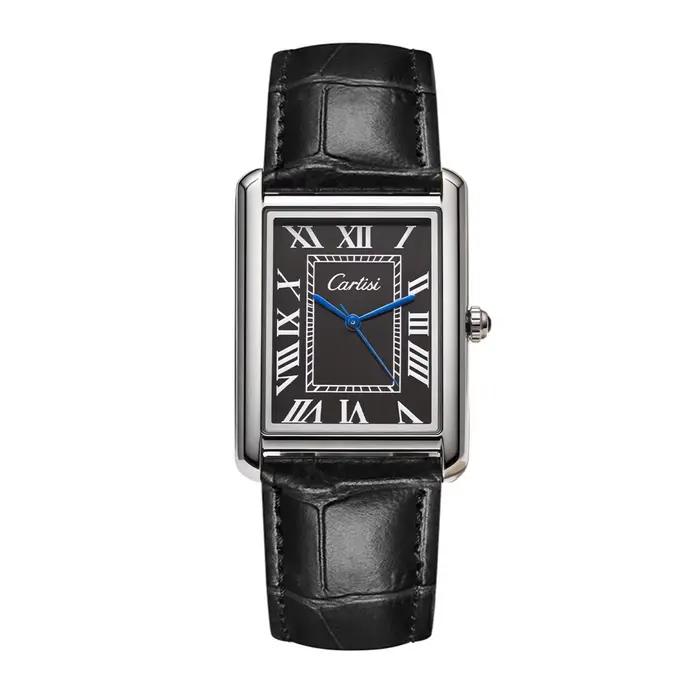 Montre rectangulaire pour homme, argentée, verte, bleue, noire, Reloj Simple, nouvelle montre-bracel