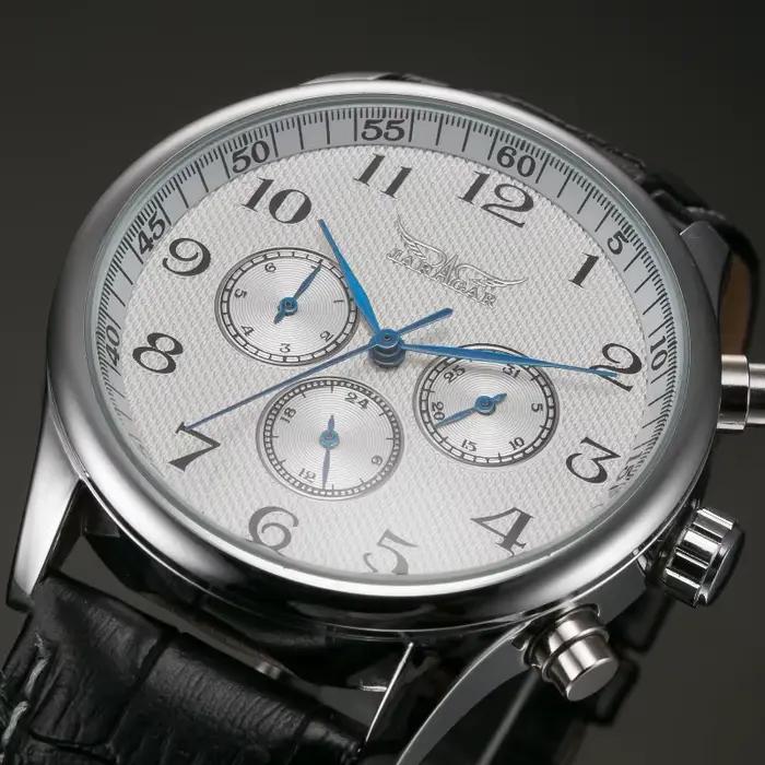 Montre classique pour homme JARAGAR, automatique, mécanique, à remontage automatique, jour, date, 24