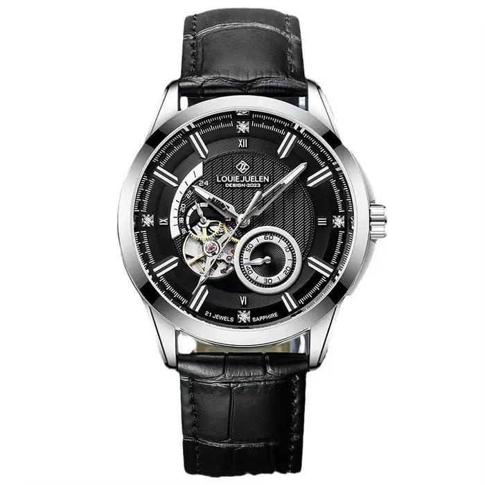 Montre automatique pour homme en acier inoxydable, nouvelle série Black Knight, squelette, lumineuse
