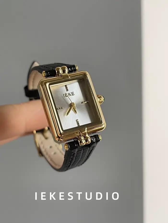 Vintage français femmes montres lumière luxe niche fine mode ceinture quartz dames montre noir reloj