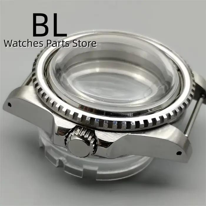 BLIGER-Boîtier de Montre Vintage Brossé avec Insert de Lunette Noire et Marron, Verre Saphir Bombé a