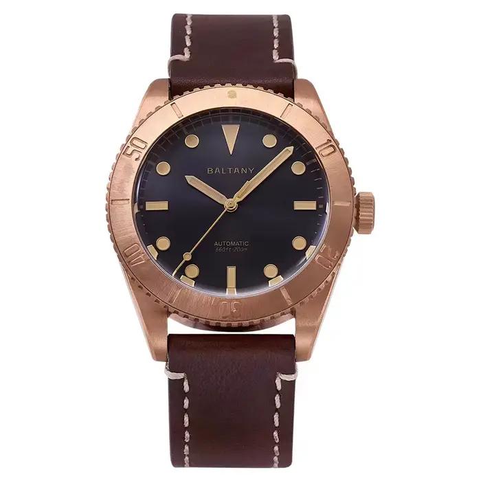 Baltany – montre automatique pour hommes, pilote, 44mm, Cusn8, Bronze, montre-bracelet mécanique, mi