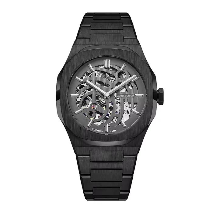 Montre Homme Luxe Haut de Gamme 2026 Saphir Acier Inoxydable Squelette Phase de Lune Mouvement Autom