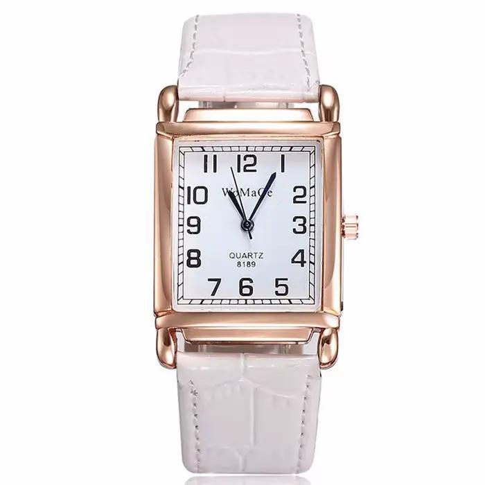 Nouvelles montres pour femmes carré or Rose montres de mode en cuir marque montres dames Montre à Qu