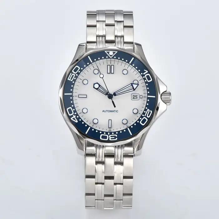 Montre mécanique automatique en acier inoxydable pour homme, boîtier étanche, lunette en céramique, 