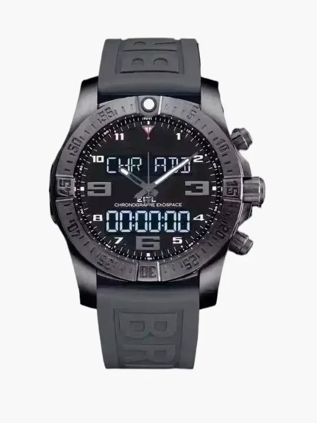 Montres de sport pour hommes avec logo/nom personnalisé, aiguilles noires et bleues, bracelet en cao