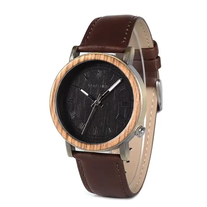 Montres en bois de luxe pour hommes, faites à la main, montre en bois, mouvement à quartz analogique