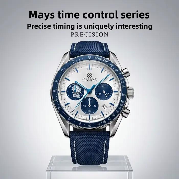 Montre de sport de luxe pour homme OMAYS, édition 50e anniversaire, bracelet en nylon bleu, montre-b