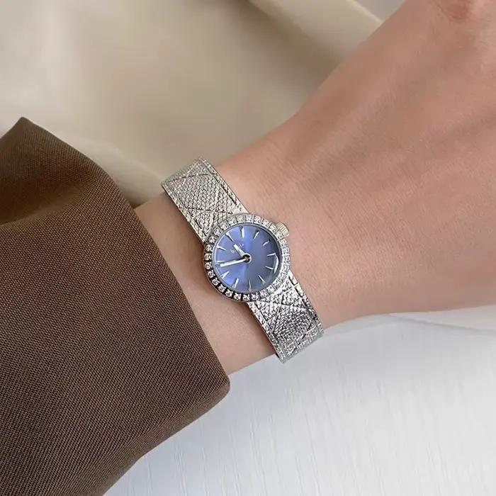Montre de luxe pour femme, mouvement à Quartz japonais, plaqué or, diamant d'eau, Vintage, cadeau de