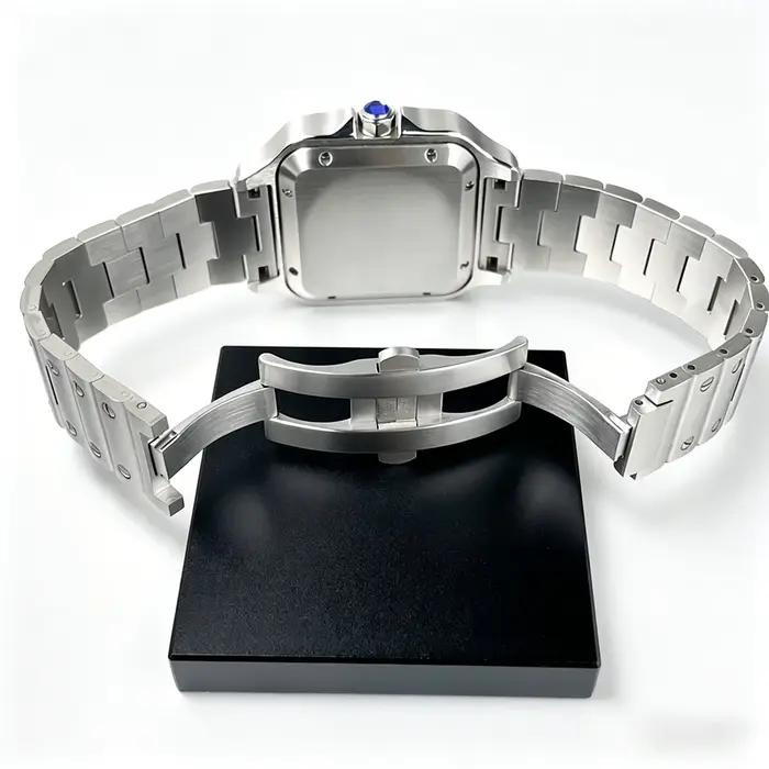 Kit de modification de montre Santos Inspired : boîtier carré de 38 mm + bracelet en acier inoxydable