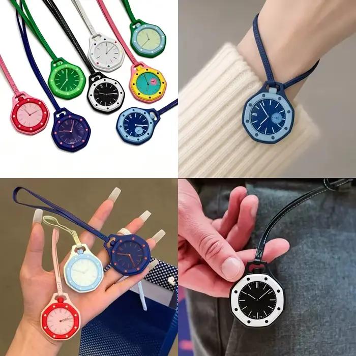 Montre de poche tendance 2026 style octogonal pop mouvement quartz couleur bonbon personnalité de niche amovible occasions spéciales femmes hommes