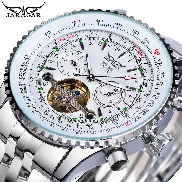 Montre Jaragar 034 Affaires Automatique Boîtier Acier Inoxydable Bracelet Pilote Militaire Occasions Spéciales
