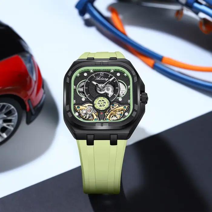 AILANG Montre-bracelet automatique mécanique de luxe pour homme, étanche, lumineuse, avec tourbillon carré, de marque supérieure