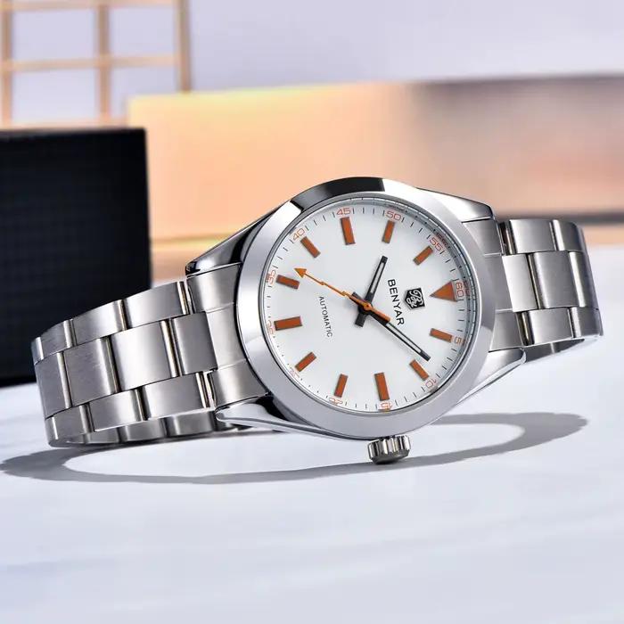 BENYAR 2025 nouvelle mode luxe montre automatique pour hommes 50M étanche en acier inoxydable mécanique montres
