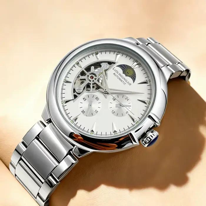 Montre mécanique automatique squelette haut de gamme pour homme