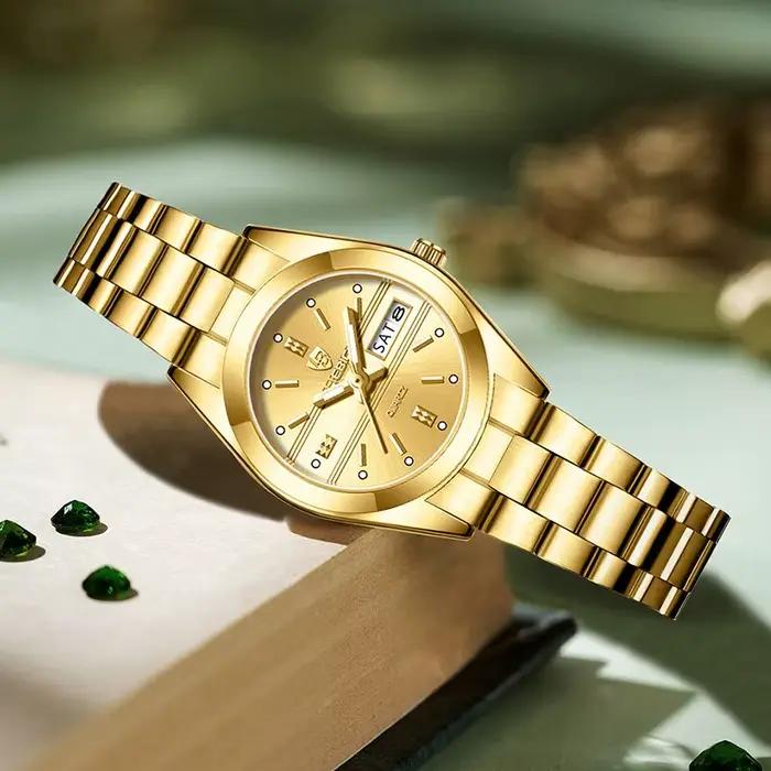 Montre-bracelet de luxe avec bracelet en acier pour homme et femme