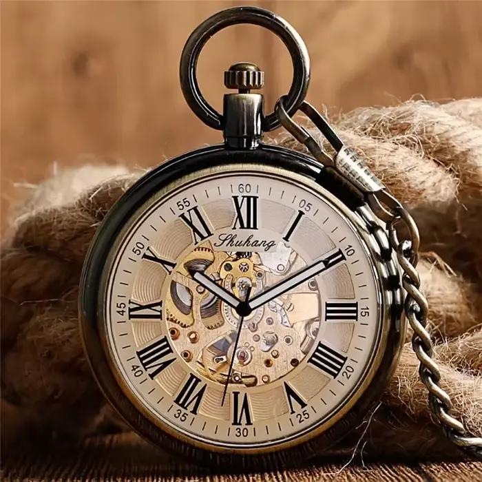 Montre de poche rétro en alliage avec mouvement automatique pour hommes et femmes occasionnels spéciaux