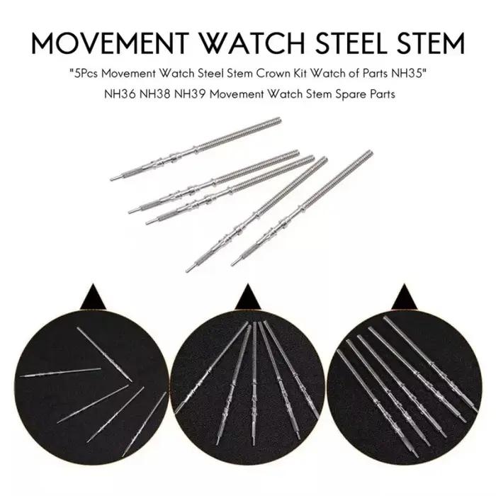 Tiges de montre en acier inoxydable pour mouvements NH35 NH36 NH38 NH39 pour réparation de montres élégantes et durables occasions quotidiennes et spéciales