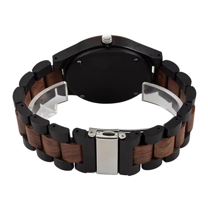 Montre en bois homme mouvement quartz japonais fermoir réglable en acier inoxydable pour tous les jours occasions spéciales