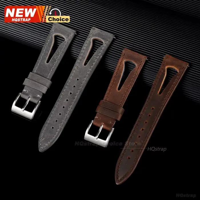 Bracelet de montre en cuir souple respirant avec trous