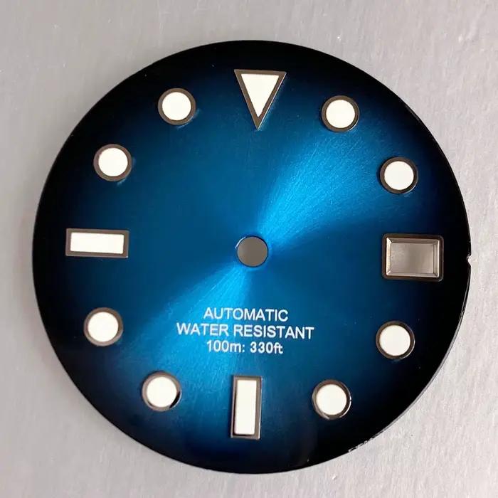 Cadran de montre lumineux Sunburst violet rouge vert bleu 29mm
