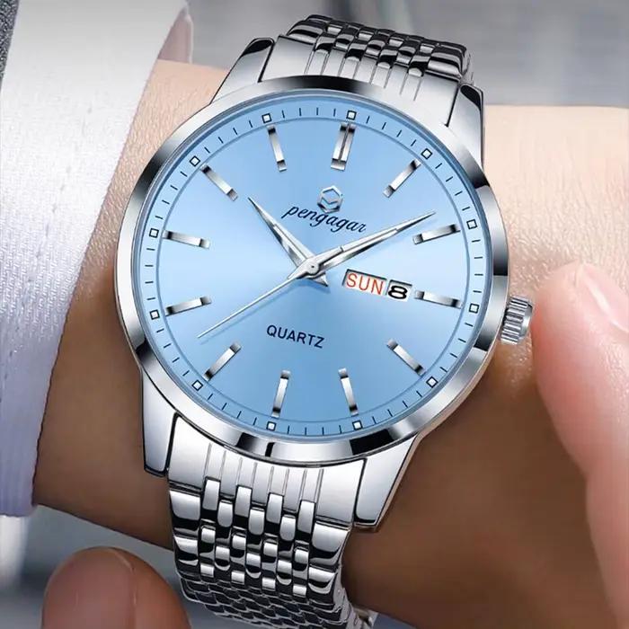 2025 nouvelle marque de luxe homme montre-bracelet étanche lumineux Date hommes montres en acier inoxydable Quartz 43mm